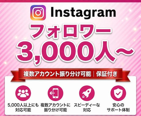 Instagramフォロワーを3000人増量します 広告でフォロワー獲得｜振り分け可｜減ったら再追加 イメージ1