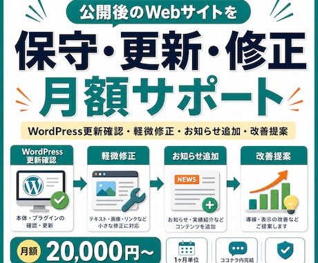 サイト公開後の保守・更新・修正を月額で対応します イメージ1