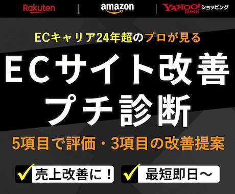 楽天/Yahoo/Amazonサイト改善提案します 5項目診断＋優先改善策を最短即日～納品｜EC歴24年超 イメージ1