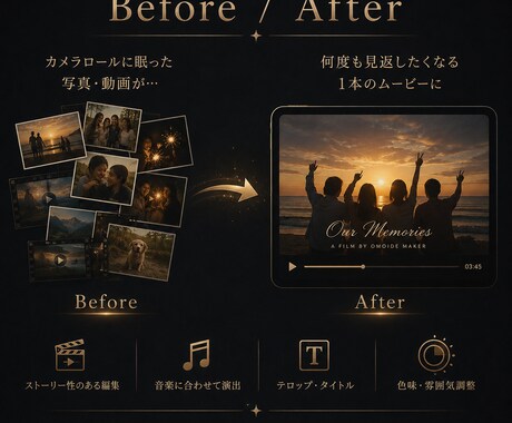 写真や動画をエモい思い出動画にします 眠った思い出を見返したくなる動画に イメージ2