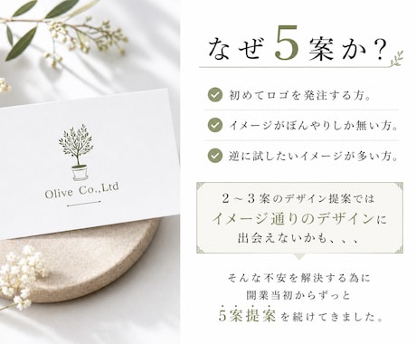 初めてのご依頼大歓迎◎基本料金でロゴ５案作成します 2〜3案の提案では不安な方や複数案見比べたい方へおすすめです イメージ2