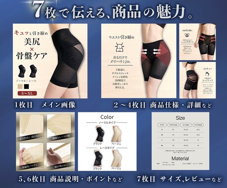 売上につながる商品画像を作成します 「欲しい！」を引き出すデザイン。7枚セットでしっかり魅せます イメージ2