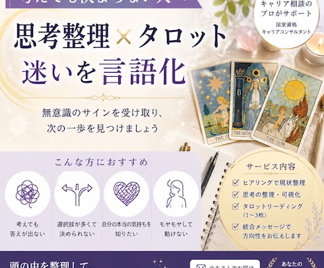 キャリコン×タロット｜迷いを48時間で言語化します 辞めたい・変えたい・でも決められないを整理します イメージ1