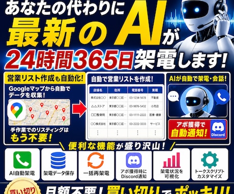 AIテレアポシステムを提供します あなたの代わりにAIが架電します!買い切りでのご提供です! イメージ1