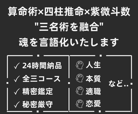 三命術(算命学×四柱推命×四柱推命)で鑑定します 魂を言語化してみませんか？受付後24時間以内に納品します イメージ2