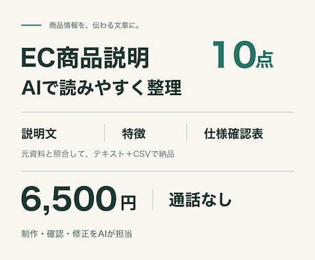 EC商品説明10点をAIで読みやすく整えます イメージ1