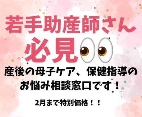 若手助産師さんの母子ケアのお悩み相談乗ります 今更先輩に聞にくい産後の保健指導の悩みを相談してみませんか？ イメージ1