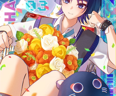 お祝い絵や待機画面などに！動くイラスト制作します Live2dモーションで動く高クオリティなイラストをぜひ！ イメージ2