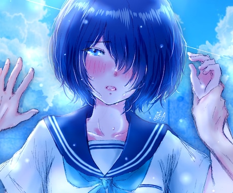 女の子の一枚絵、アイコン、サムネ描きます セーラー服の女の子やちびキャラ得意です! イメージ2
