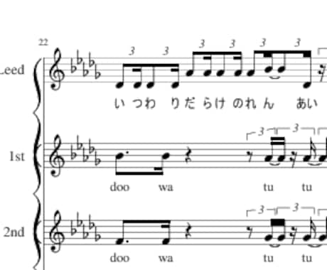 ご指定の楽曲を即日アカペラ用に編曲します アカペラ楽譜でお手元に(ボカロ・ロックバンド曲大歓迎) イメージ2