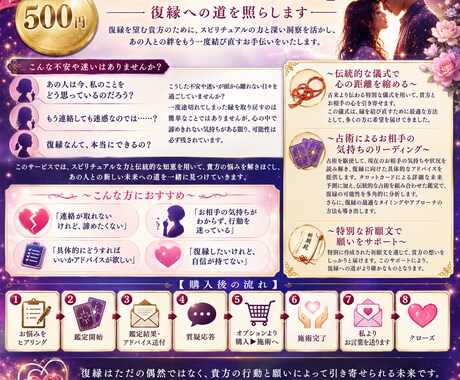恋愛【復縁】のお手伝い/成功法をお教えします 諦めるな！縁を【再燃】させより強く紡ぎ直します。復活愛へ イメージ2
