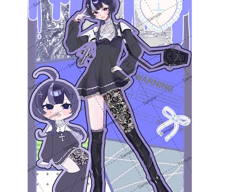 等身＆ミニキャラの詰め込みイラスト描きます 爆速納品☆お好きなモチーフや文字を詰め込めます♫ イメージ2