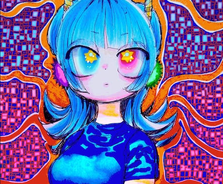 不思議ｶﾜｲｲイラスト・漫画調似顔絵等描きます 模様いっぱい鮮やかなイラスト〜似顔絵まで！ イメージ2