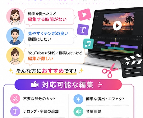 ショート、長尺動画対応！SNSの動画を編集します YouTube・SNSの動画編集をまとめてお任せください！ イメージ2