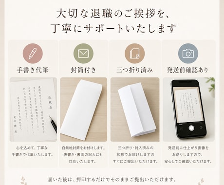 退職願・退職届を心を込めて代筆します 【書道歴16年】白封筒付き・発送前に画像確認OK イメージ2