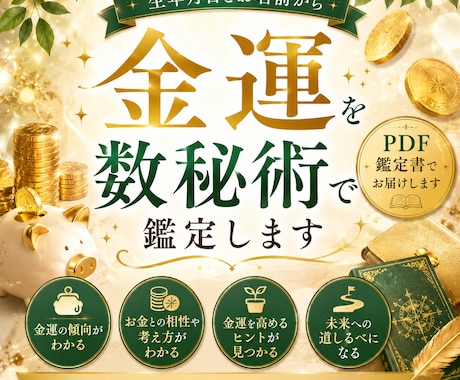 金運の流れを数秘術で鑑定します 金運・お金との相性を数秘術で鑑定【オリジナル鑑定書をお届け】 イメージ1