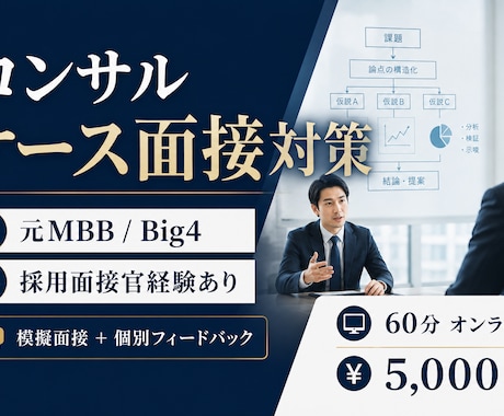 コンサルのケース面接対策をします 元戦コン（MBB）・Big4の面接官経験者がフィードバック イメージ1