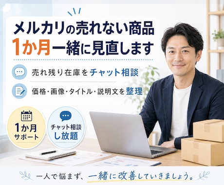 メルカリの売れない商品を見直します 売れ残り在庫を1か月チャット相談にて、販売のサポート！ イメージ1