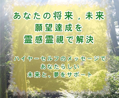 あなたの将来・未来♡願望達成を霊視で解決に導きます ハイヤーセルフのメッセージで、あなたの未来♡将来の願望を開花 イメージ1