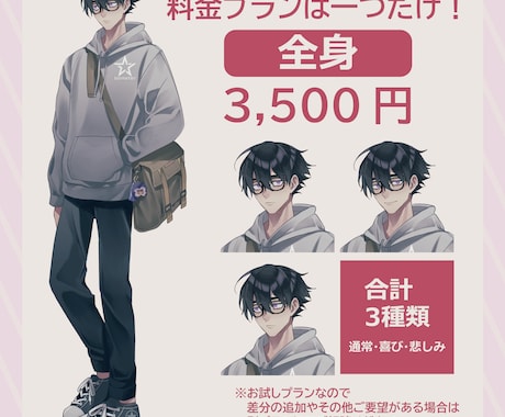 お手軽に立ち絵をお描きします まずはお試し！　格安プランでオリジナル立ち絵を提供します。 イメージ2