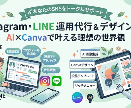 SNS運用と画像制作をサポートします Instagram・LINE運用と画像制作を丁寧に支援 イメージ1