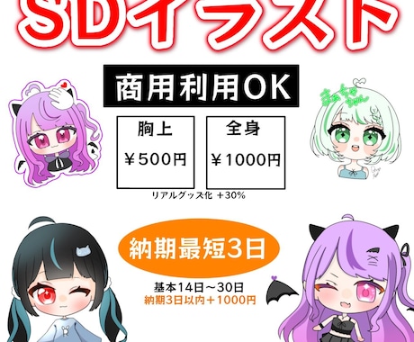 グッズにも使用できるミニキャラ制作します 配信者さんにも優しいお値段でミニキャラ制作します！ イメージ1