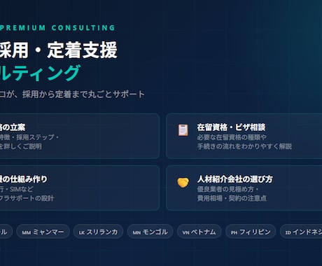 外国人採用・定着支援コンサルティングします 「採用したけど定着しない」アジア人材のプロが解決します。 イメージ1
