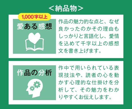 レギュラープラン｜作品に愛ある感想お届けします 24時間以内納品／1,000字以上の感想＋分析 イメージ2