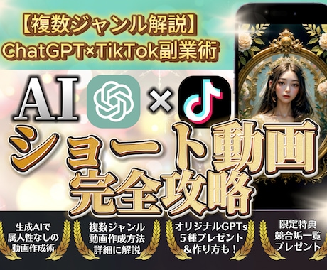 AI×ショート動画でSNS副収入を得る方法教えます 【GPTsプレゼント】属人性なし簡単動画作成で誰でもAI副業 イメージ1