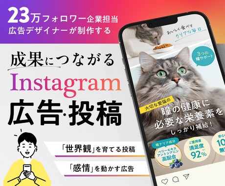 高品質なInstagram広告・投稿画像制作します 思わず目に止まる訴求力の高いMeta広告の制作が得意です！ イメージ1