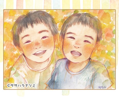 ほんわか温かい水彩似顔絵を制作します 大切な人へのプレゼントや記念日などの思い出に♫ イメージ2
