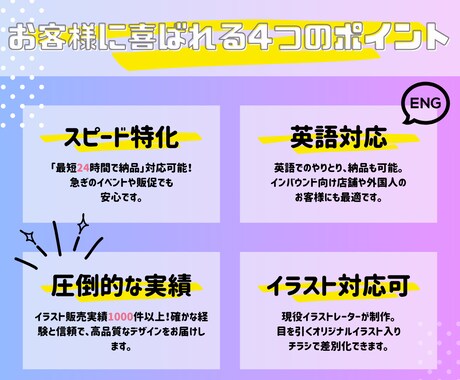 最短即日イラスト入りも可！チラシデザイン作ります スピード対応＆イラスト可！英語版もOK｜実績1000件突破！ イメージ2