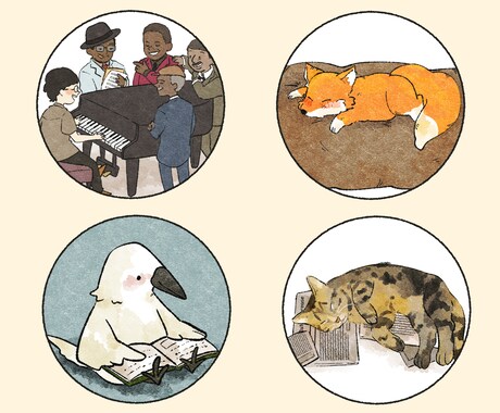 絵本の一場面のようなイラスト作成します 絵本のようなかわいいデザイン☆アイコンやヘッダー、挿絵にも♪ イメージ2