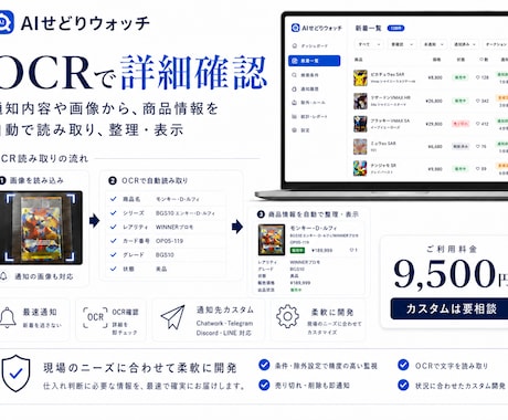 フリマサイト仕入れを自動監視するツールを導入します 通知・OCR確認・除外ルールまで柔軟にカスタム対応 イメージ2