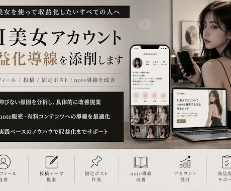 AI美女アカウント収益化を添削しますます AI美女SNS運用を投稿・導線・販売目線で具体的に改善します イメージ1