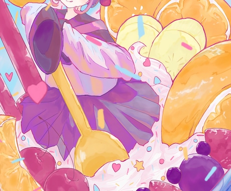 甘くてかわいい女の子かきます スイーツやお菓子×女の子のイラスト描きます イメージ2
