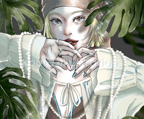 モード×透明感　雑誌の1ページのような絵を描きます 1枚絵・アイコン・挿し絵などジャンル問わずご相談ください イメージ1