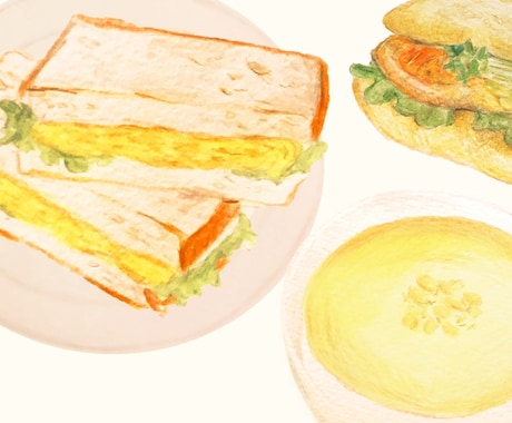 絵本のような温かみのあるイラスト制作します 美味しそうな食べ物や料理のイラストを色鉛筆で制作します！ イメージ1