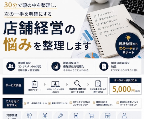 店舗経営の悩みを30分で整理します 現状整理と次の一手を明確にします。 イメージ1
