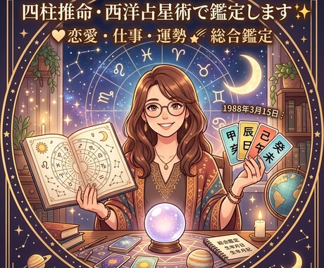 四柱推命&西洋占星術で恋愛仕事運勢総合鑑定します あなたの本質と流れを読み解きます。 イメージ1
