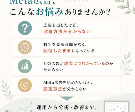 Meta広告の運用・改善をサポートします 数字を見ながら一緒に改善する伴走型広告運用 イメージ2