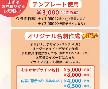 用途・シーンに合わせた「必要」な名刺作成します オリジナルorテンプレート、どちらも対応 イメージ2