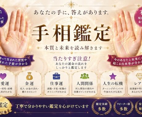 金運・仕事運・適職を手相から読み解きます あなたの才能・仕事の流れ・お金の運気を鑑定します イメージ1