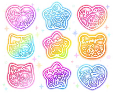 ネオンサイン風★可愛いネオンスタンプを作成します 商用可！Vtuber•配信者さんのグッズやSNS運用にも♪ イメージ2