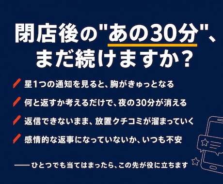 クチコミ返信をAIがお店の口調で下書きします 低評価に悩む時間を、ゼロに。AIが下書き、あなたは貼るだけ イメージ2