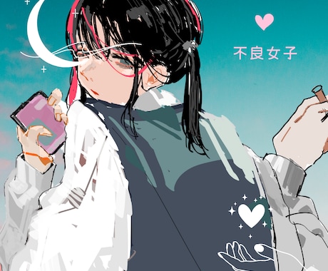 SNSアイコンイラスト作成します 可愛いからかっこいいまで、独特な色彩感覚で貴方だけのアイコン イメージ1