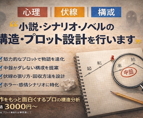 物語の構造・プロット設計をお手伝いします 心理・伏線・分岐に強い構成設計 イメージ1