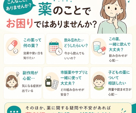 薬のこと、誰に聞けばいい？薬剤師がお答えします 病院や薬局で聞きそびれた疑問、薬剤師に聞いてみませんか？ イメージ2