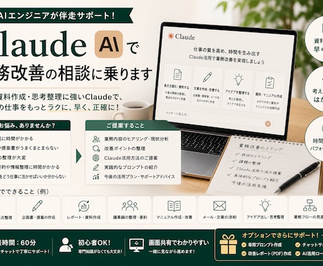 Claudeで業務改善の相談に乗ります 長文・資料作成に強いAI活用をご提案します イメージ1
