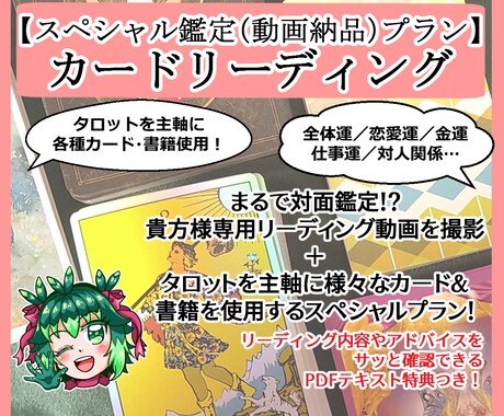 スペシャルプラン☆動画納品でリーディングします 複数のカード＆書籍を使用し貴方様のお悩みにアドバイス致します イメージ1